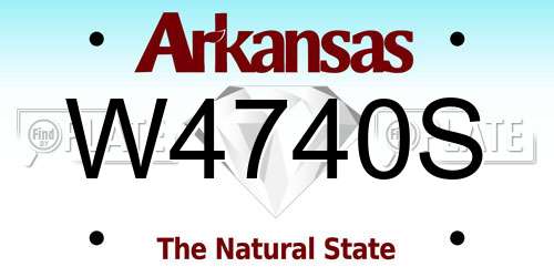 W4740S Arkansas License Plate
