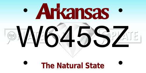 W645SZ Arkansas License Plate