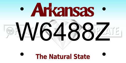 W6488Z Arkansas License Plate