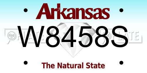 W8458S Arkansas License Plate