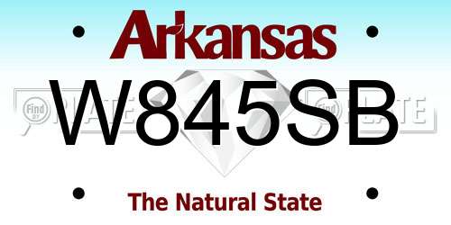 W845SB Arkansas License Plate