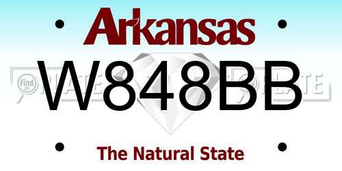 W848BB Arkansas License Plate