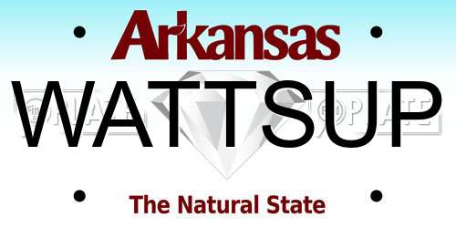 WATTSUP Arkansas License Plate