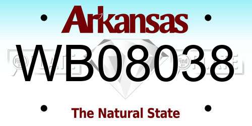 WB08038 Arkansas License Plate