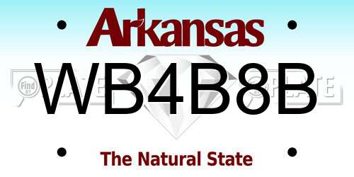 WB4B8B Arkansas License Plate
