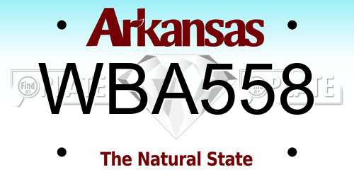 WBA558 Arkansas License Plate