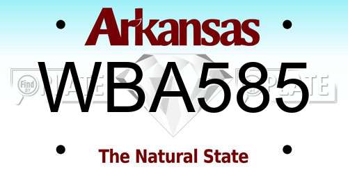 WBA585 Arkansas License Plate