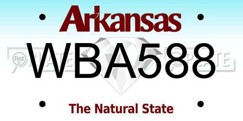 WBA588 Arkansas License Plate