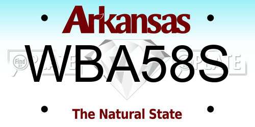WBA58S Arkansas License Plate