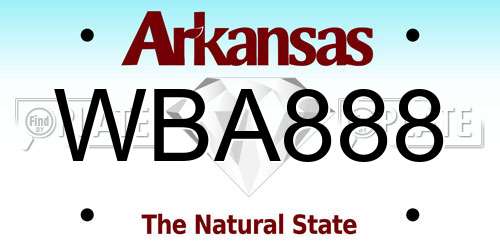 WBA888 Arkansas License Plate