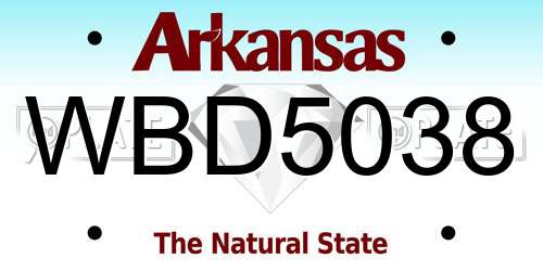 WBD5038 Arkansas License Plate