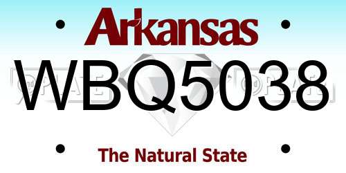 WBQ5038 Arkansas License Plate
