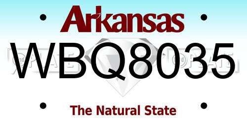 WBQ8035 Arkansas License Plate