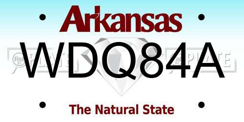 WDQ84A Arkansas License Plate