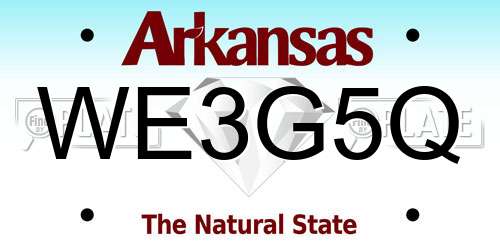 WE3G5Q Arkansas License Plate