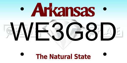 WE3G8D Arkansas License Plate