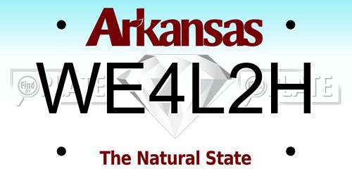 WE4L2H Arkansas License Plate