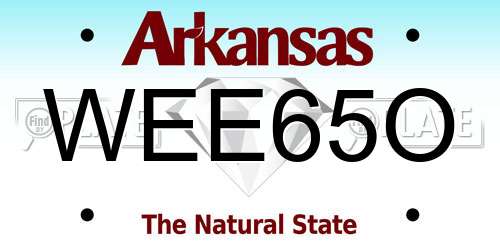WEE65O Arkansas License Plate