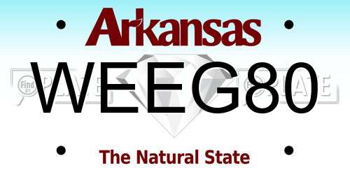 WEEG80 Arkansas License Plate