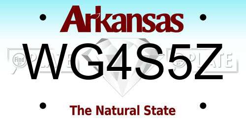 WG4S5Z Arkansas License Plate