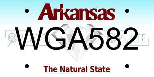 WGA582 Arkansas License Plate