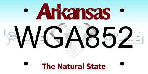 WGA852 Arkansas License Plate