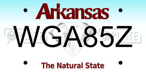 WGA85Z Arkansas License Plate