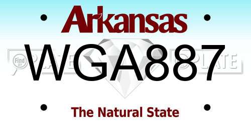 WGA887 Arkansas License Plate