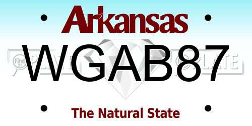 WGAB87 Arkansas License Plate
