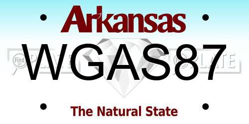 WGAS87 Arkansas License Plate