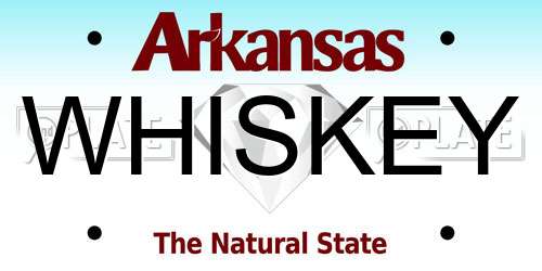 WHISKEY Arkansas License Plate