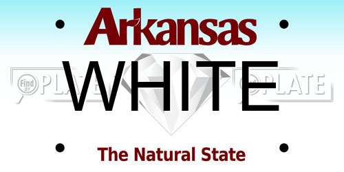 WHITE Arkansas License Plate