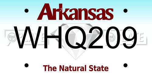 WHQ209 Arkansas License Plate