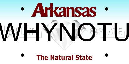 WHYNOTU Arkansas License Plate