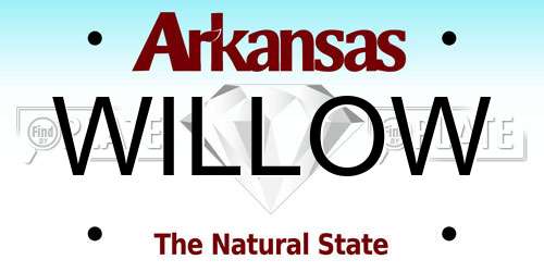 WILLOW Arkansas License Plate