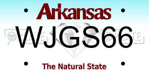 WJGS66 Arkansas License Plate