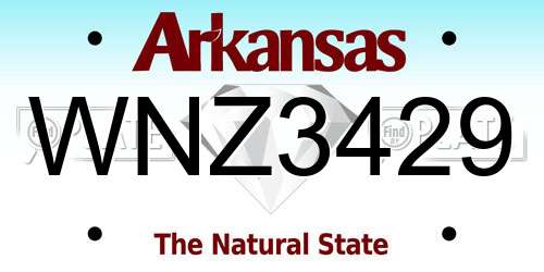 WNZ3429 Arkansas License Plate