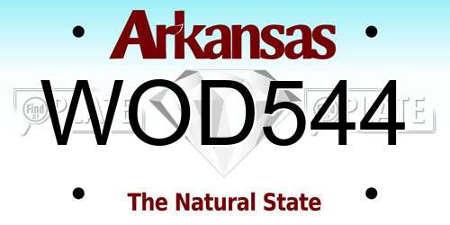 WOD544 Arkansas License Plate