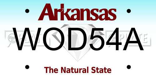 WOD54A Arkansas License Plate