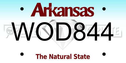 WOD844 Arkansas License Plate