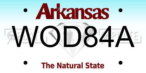 WOD84A Arkansas License Plate
