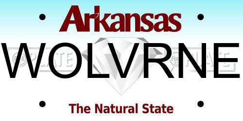 WOLVRNE Arkansas License Plate
