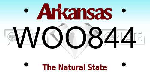 WOO844 Arkansas License Plate