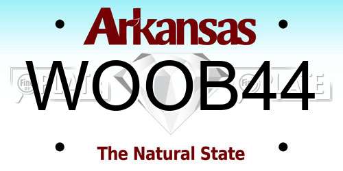 WOOB44 Arkansas License Plate