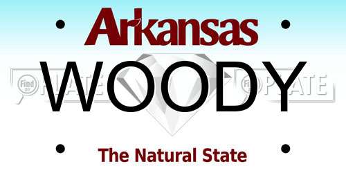 WOODY Arkansas License Plate