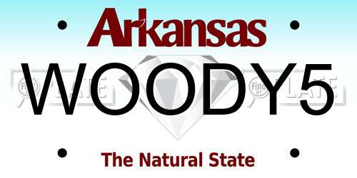 WOODY5 Arkansas License Plate