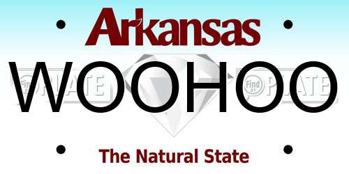 WOOHOO Arkansas License Plate