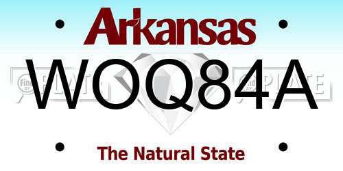 WOQ84A Arkansas License Plate