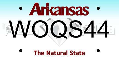 WOQS44 Arkansas License Plate