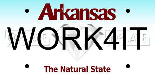 WORK4IT Arkansas License Plate
